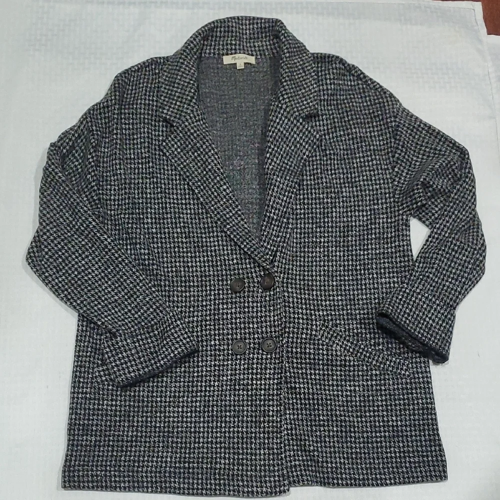 Madewell Black and gray Houndstooth Jacket double breasted  jacket size M - Picture 7 of 10